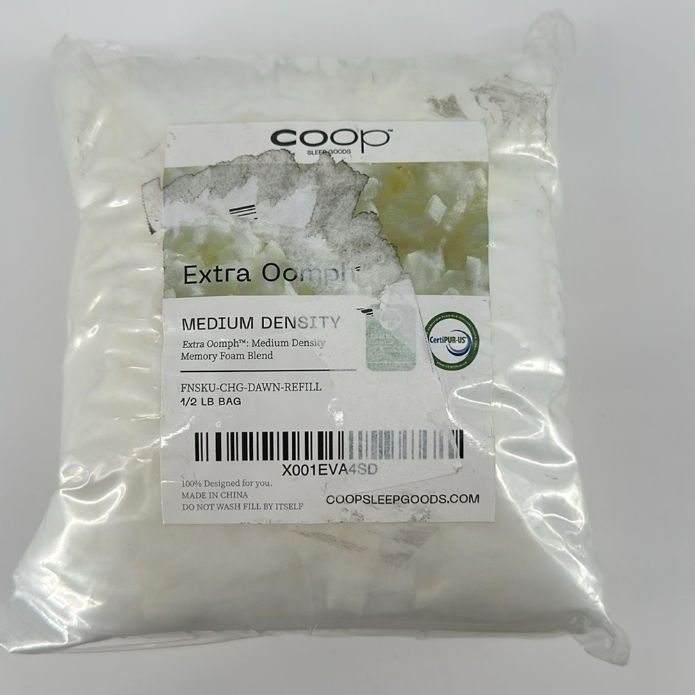NWT Coop Sleep Goods Extra Oomph Medium Density Fill Only 1/2 Lb Bag